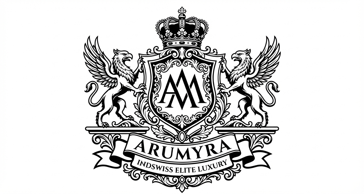 The AruMyra heritage crest, with twin griffins and crowned AM shield